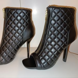 Black quilted leather booties from Shoe dazzle.